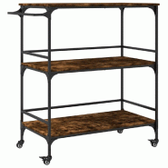 VidaXL Chariot de cuisine chêne fumé 100,5x50x105 cm bois d'ingénierie - marron multi-matériau 842333