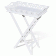 VidaXL Table d'appoint avec plateau Blanc  Modèle Atlas Nature - 241148