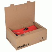 Boîte colis poste fermeture languettes 395x250x140mm brun