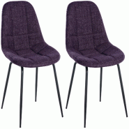 CLP Lot de 2 chaises Tom tissu - Violet - 324259