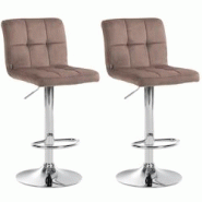 Décoshop26 - Lot de 2 tabourets de bar en velours marron avec coutures décoratives pied en trompette métal chromé 10_0004388 - marron 3000252077444 Décoshop26 - Lot de 2 tabourets de bar en velours marron avec coutures décoratives pied en trompette métal chromé 10_0004388 - marron 3000252077444