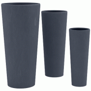 Décoshop26 - Lot de 3 pots de fleurs en argile fibreuse anthracite avec trous de drainage résistants aux intempéries 10_0007964 - 3000266398948