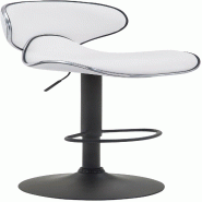 Décoshop26 - Tabouret de bar x1 sièges modernes aux lignes ondulées en PVC blanc pied trompette métal noir 10_0005682 - blanc métal 3000265154002