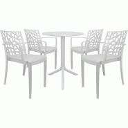 Ensemble de 4 fauteuils Matrix Sicignano avec table ronde Spritz blanche - blanc plastique polypropylène 8050054388786