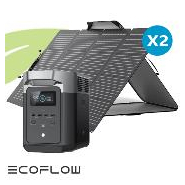 Kit station de charge portable 1800w - 1024wh ecoflow delta avec 2 panneaux solaires pliables 220w