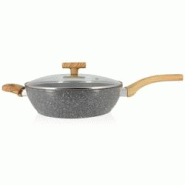 Menastyl - Sauteuse Cannelle 28cm Avec Couvercle En Verre Et Poignees Bois Clair - 3256390190396 Menastyl - Sauteuse Cannelle 28cm Avec Couvercle En Verre Et Poignees Bois Clair - 3256390190396