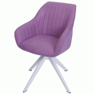 Mendler Chaise de salle à manger HWC-K27, chaise de cuisine chaise avec accoudoirs, pivotante tissu/textile ~ lilas - violet textile 109121