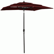 Parasol de jardin à 3 niveaux mât en aluminium rouge bordeaux Modèle Lumina Signature - 313848