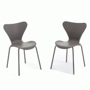 RATTATAN Lot de 2 chaises d’intérieur en polypropylène, pieds en métal avec finition effet bois, empilables, pour bar, restaurant ou cuisine 82 h