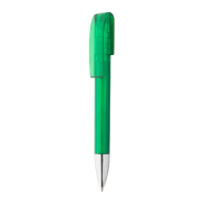 Stylo bille transparent - embout chromé - encre bleue - couleur verte - poids 13g Stylo bille transparent - embout chromé - encre bleue - couleur verte - poids 13g