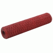 Vidaxl grillage acier avec revêtement en pvc 25x0,75 m rouge 143303