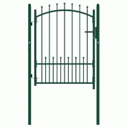 Vidaxl portail de clôture avec pointes acier 100x125 cm vert 146394