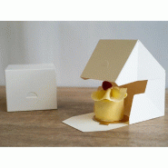 Boite pâtissière carton blanc 1 gâteau 11x11x11 cm - par 50