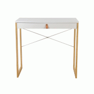 Bureau / table de travail TAROLO II 80x42x75 cm 1 tiroir blanc hjh LIVING - blanc Bambou 927003