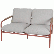 Décoshop26 - Banc de jardin 2 places avec accoudoirs 81x125x81 cm avec coussins beige structure en aluminium terracotta 04_0009589 - beige aluminium