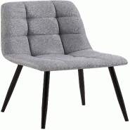 Décoshop26 - Chaise de salle à manger x1 coutures décoratives carrées en tissu gris et métal noir 10_0002138 - gris métal 3000250859233