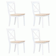 Décoshop26 - Lot de 4 chaises de salle à manger cuisine blanc et bois clair bois d'hévéa massif CDS021235 - blanc 3001172399784 Décoshop26 - Lot de 4 chaises de salle à manger cuisine blanc et bois clair bois d'hévéa massif CDS021235 - blanc 3001172399784