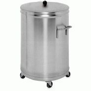 FRICOSMOS Poubelle avec couvercle, coins intérieurs arrondis et roulettes pivotantes - argenté inox COFRI003