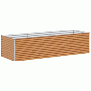 Helloshop26 - Jardinière surélevée extérieur 290 x 100 x 68 cm drainage optimal style industriel en acier galvanisé marron clair 02_0059055 - mar