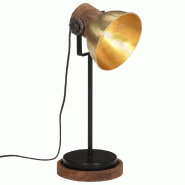 Helloshop26 - Lampe de bureau industrielle en fer manguier style vintage 17 x 17 x 50 cm en fer laiton antique 02_0047543 - Bois massif 3000234837516