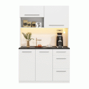 Merax buffet LED 120x40x180 cm, meuble haut de cuisine avec plan de travail, prise et USB, rangement, station café, blanc - blanc Bois manufacturé N Merax buffet LED 120x40x180 cm, meuble haut de cuisine avec plan de travail, prise et USB, rangement, station café, blanc - blanc Bois manufacturé N