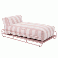 Oviala Business Méridienne rayée salon de jardin modulable avec structure rose poudré, L 171 x l 94 x h 77 cm Oviala - rose polyester 115359