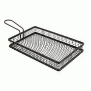 Panier à frites rectangulaire en inox noir 24x15x3,5cm - par 6