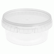 Pot rond transparent avec couvercle inviolable 300cc D11,8x5cm - par 374