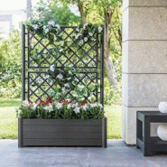 Stefanplast Jardinière rectangulaire Italia avec dossier, 100 x 43 x 142 cm, gris pierre - gris matière synthétique 8003507801592