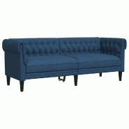 VidaXL Canapé Chesterfield 3 places bleu tissu Modèle Arvelion - 372562