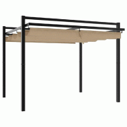 VidaXL Tonnelle de jardin avec toit rétractable taupe 3x3 m aluminium Modèle AbriCover 272 - marron 4003970