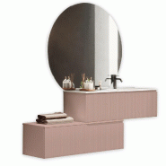 AQA Design Composition de salle de bain en MDF avec baignoire à droite 4 pièces VENERE rose poudre L.200 P.45 H.190 MPVE54-CIP - rose Bois manufactu