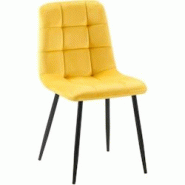 Décoshop26 - Chaise de salle à manger x1 coutures forme carrées en tissu velours jaune pieds en métal noir 10_0001967 - jaune 3000250771498 Décoshop26 - Chaise de salle à manger x1 coutures forme carrées en tissu velours jaune pieds en métal noir 10_0001967 - jaune 3000250771498
