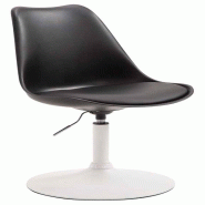 Décoshop26 - Chaise de salle à manger x1 pivotante hauteur réglable en plastique noir et pied trompette en métal blanc 10_0008275 - blanc métal 3