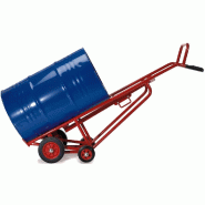 Diable palettiseur-dépalettiseur de fûts plastiques ou métalliques - 350 kg, Roues caoutchouc 250 mm et 160 mm, Fabrication française