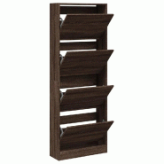 Helloshop26 - Armoire à chaussures design compacte espace réduit 60 x 21 x 163 cm rangement pratique en bois d'ingénierie marron 02_0049397 - marro