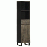 Helloshop26 - Armoire de salle de bain avec porte rangement noir 38 x 33 x 160 cm ambiance moderne en bois massif noir 02_0057734 - 3000240199431