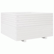 Helloshop26 - Jardinière bac lit surélevé plantes fleurs terrasse jardin 80 x 80 x 49,5 cm bois de pin massif blanc 02_0037920 - 3000217640874
