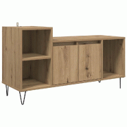Helloshop26 - Meuble TV rectangulaire moderne avec étagères et portes 100 x 35 x 55 cm en bois d'ingénierie chêne artisanal 02_0052779 - métal 30