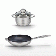 Lot Poêle céramique 32cm & Faitout 12cm Elo Profi Therm Platinum - gris inox 3176239989380