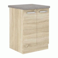 Meuble bas 2 portes battantes LASSEN panneaux de particules chêne sonoma 60 x 51,6 x 85 cm LASSEN - gris Bois manufacturé LASSSONEW60D2FZB