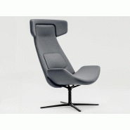 Fauteuil lounge Norway pied pivotant en aluminium verni noir et revêtement tissu laine Fauteuil lounge Norway pied pivotant en aluminium verni noir et revêtement tissu laine