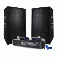Pack Sono DJ BM SONIC Amplificateur BMS2000 2000W, Paire d'Enceintes Passives BMS12 2x600W, Câbles, Sonorisation PRO+Clé 32G - 3666638038210
