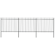 Vidaxl clôture de jardin avec dessus en lance acier 5,1 x 1,5 m noir 277631