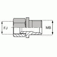 Adaptateurs - Droit femelle tournant JIC - Femelle JIC X mâle BSP - Cône 60° - Référence JFMBSP0402