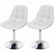 Décoshop26 - 2x chaises de salle à manger en synthétique blanc pied chromé pivotant CDS04425 - blanc 3000414665687 Décoshop26 - 2x chaises de salle à manger en synthétique blanc pied chromé pivotant CDS04425 - blanc 3000414665687