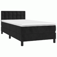 Décoshop26 - Cadre de lit LED avec sommier tête de lit matelas 90x190 cm tissu velours noir TDL0209044 - noir 3001666082727_0