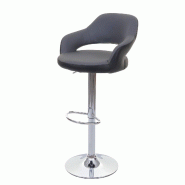 Décoshop26 - Tabouret de bar chaise de bar comptoir x1 pivotant avec dossier en PVC gris-noir 04_0005282 - gris 3000129432697