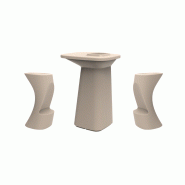 Ensemble NOMA table + 2 tabourets - écru
