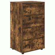 Helloshop26 - Armoire de rangement lot de 2 pratiques design minimaliste 60 x 48 x 105 cm en bois d'ingénierie chêne fumé 02_0056191 - Bois massif